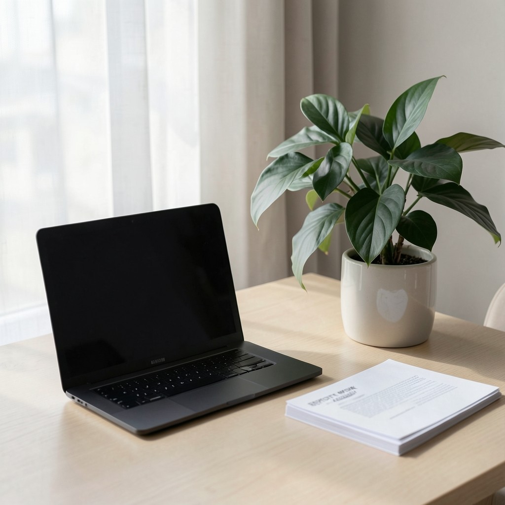 Espacio de trabajo mixto con documentos de acuerdo de teletrabajo