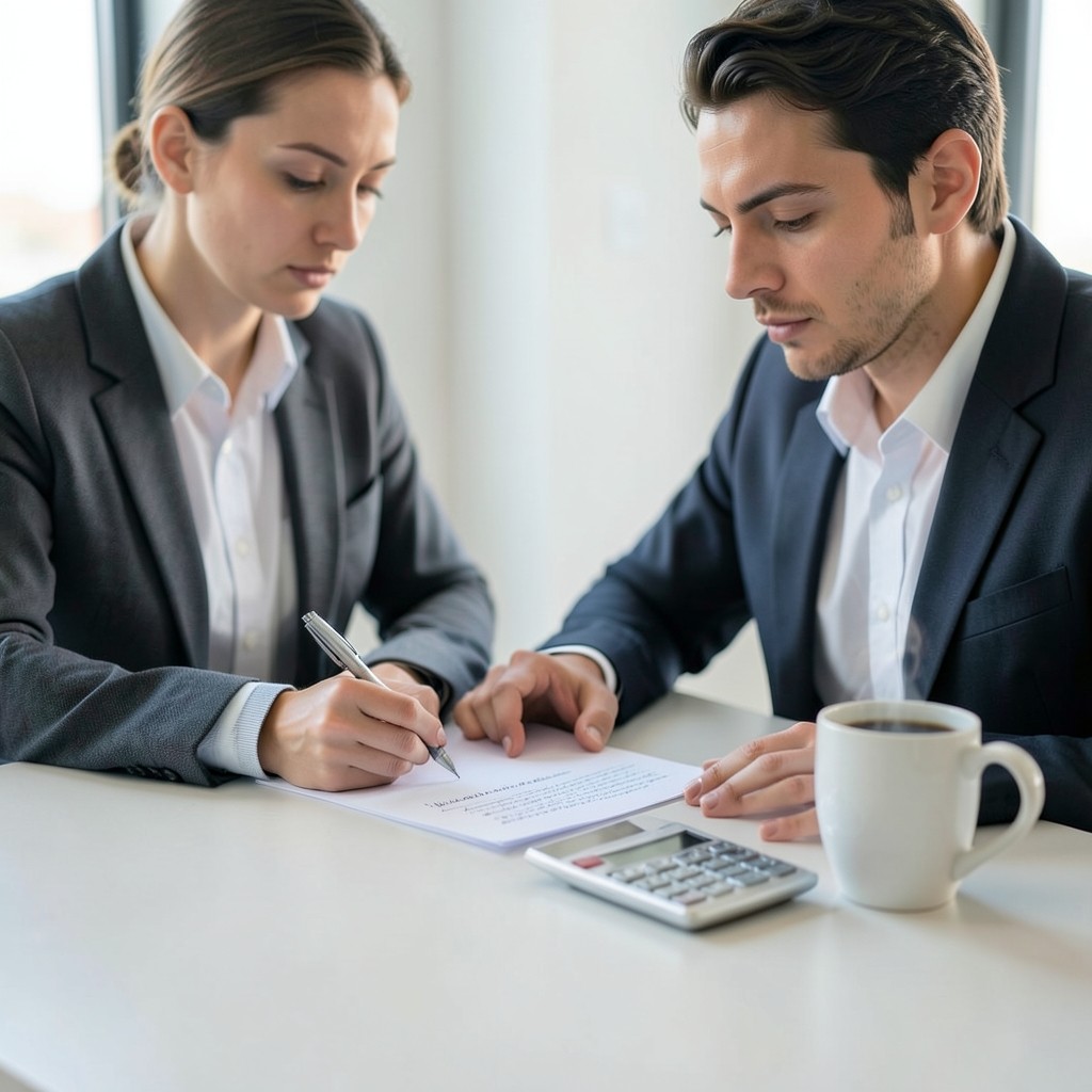 Persona preparando cifras y notas para una conversación sobre salario